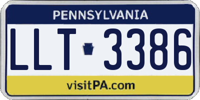 PA license plate LLT3386