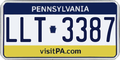 PA license plate LLT3387