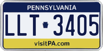 PA license plate LLT3405