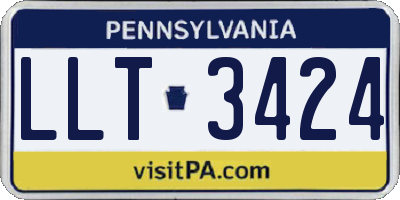 PA license plate LLT3424