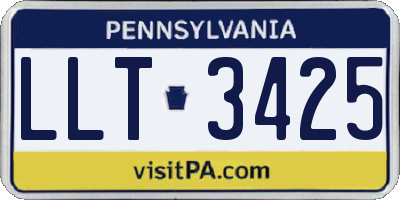 PA license plate LLT3425