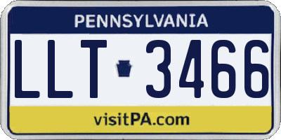 PA license plate LLT3466