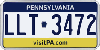 PA license plate LLT3472