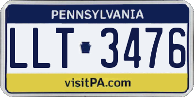 PA license plate LLT3476