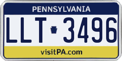PA license plate LLT3496