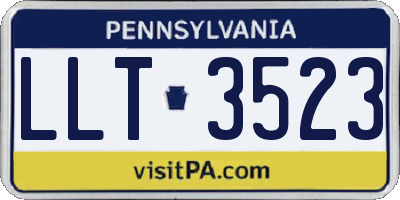 PA license plate LLT3523