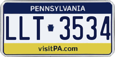 PA license plate LLT3534