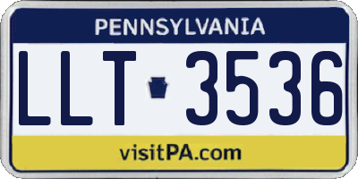 PA license plate LLT3536