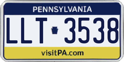 PA license plate LLT3538