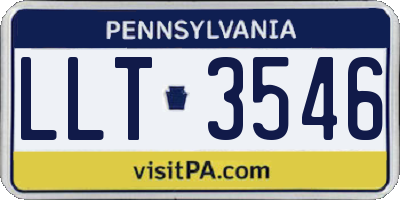 PA license plate LLT3546