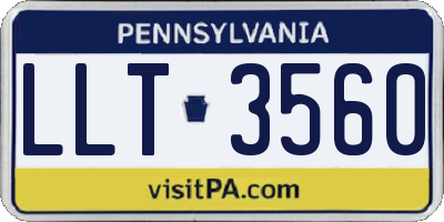 PA license plate LLT3560