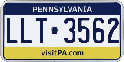 PA license plate LLT3562