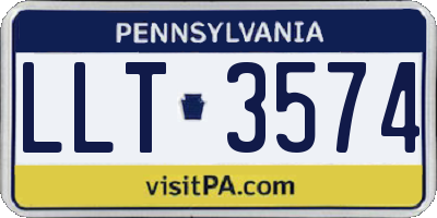 PA license plate LLT3574