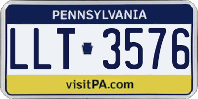 PA license plate LLT3576