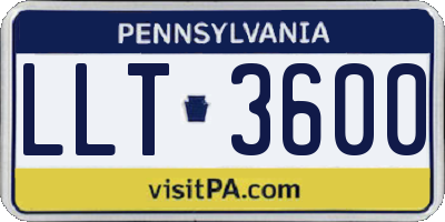 PA license plate LLT3600