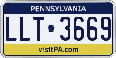 PA license plate LLT3669