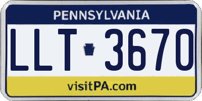 PA license plate LLT3670
