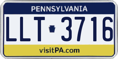PA license plate LLT3716
