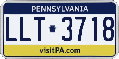 PA license plate LLT3718