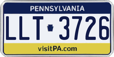 PA license plate LLT3726
