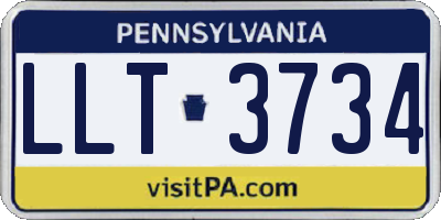 PA license plate LLT3734