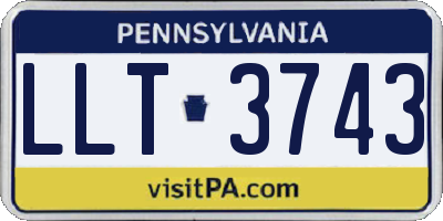 PA license plate LLT3743