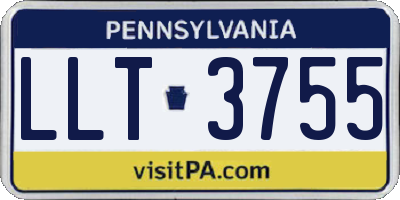 PA license plate LLT3755