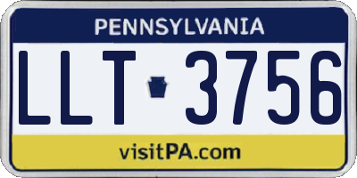 PA license plate LLT3756