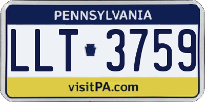 PA license plate LLT3759
