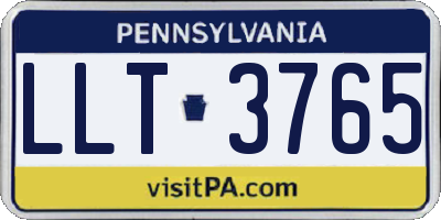 PA license plate LLT3765