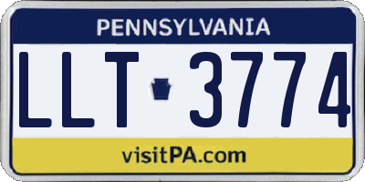 PA license plate LLT3774