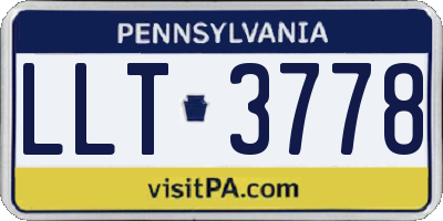 PA license plate LLT3778