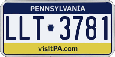 PA license plate LLT3781