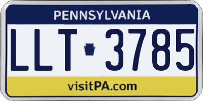 PA license plate LLT3785