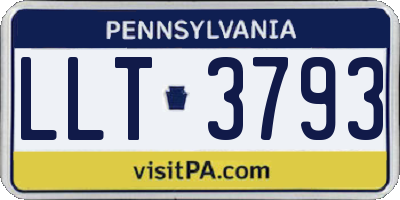 PA license plate LLT3793