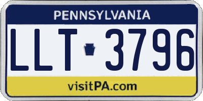 PA license plate LLT3796