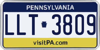 PA license plate LLT3809