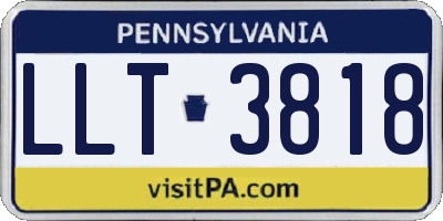 PA license plate LLT3818