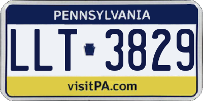 PA license plate LLT3829