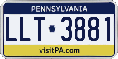 PA license plate LLT3881