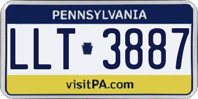 PA license plate LLT3887