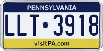 PA license plate LLT3918