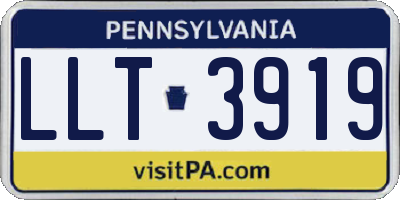 PA license plate LLT3919