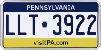 PA license plate LLT3922