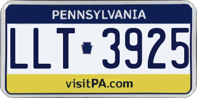 PA license plate LLT3925