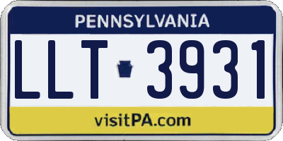 PA license plate LLT3931