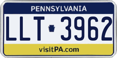 PA license plate LLT3962