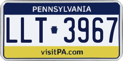 PA license plate LLT3967