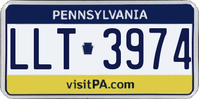 PA license plate LLT3974