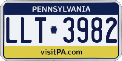 PA license plate LLT3982